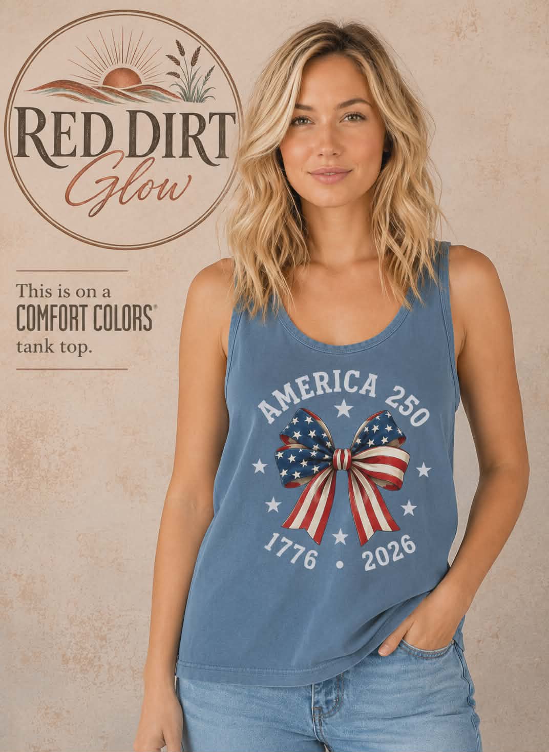America 250 Patriotic Bow Comfort Colors Tee & Tank Top - Comfort Colors