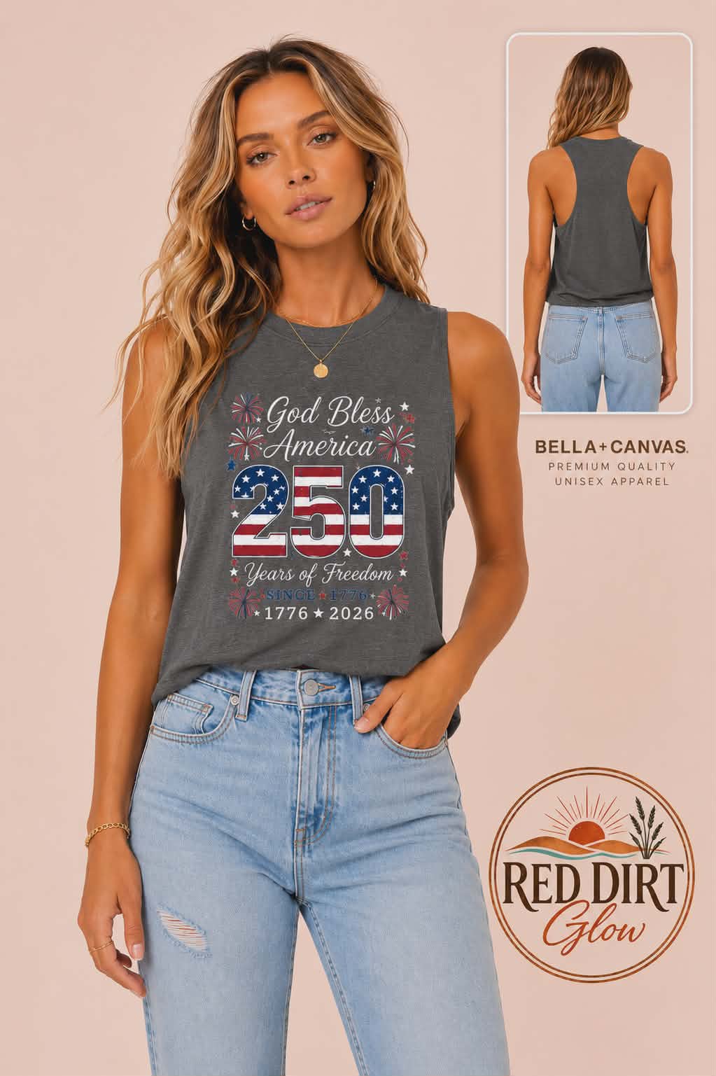 God Bless America 250 Years of Freedom Tank Top